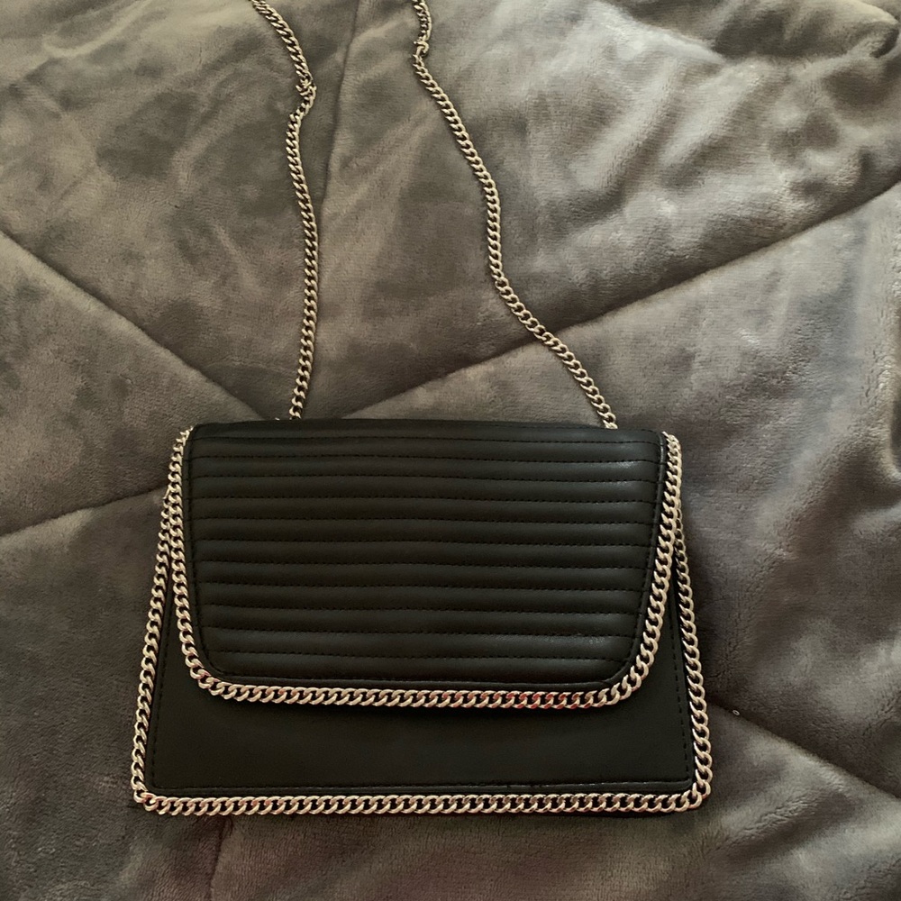 Black and silver crossbody bag